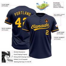 Load image into Gallery viewer, Custom Navy Gold Two-Button Unisex Softball Jersey
