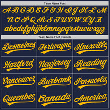 Загрузить изображение в средство просмотра галереи, Custom Navy Gold Two-Button Unisex Softball Jersey
