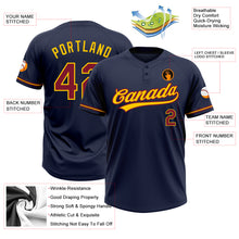 Load image into Gallery viewer, Custom Navy Crimson-Yellow Two-Button Unisex Softball Jersey
