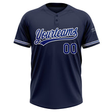 Load image into Gallery viewer, Custom Navy Royal-White Two-Button Unisex Softball Jersey

