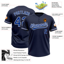 Load image into Gallery viewer, Custom Navy Royal-White Two-Button Unisex Softball Jersey
