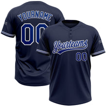 Load image into Gallery viewer, Custom Navy Royal-White Two-Button Unisex Softball Jersey
