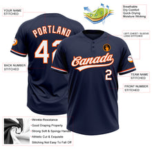 Load image into Gallery viewer, Custom Navy White-Orange Two-Button Unisex Softball Jersey
