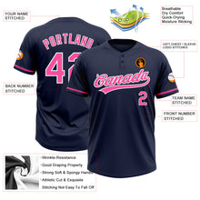 Laden Sie das Bild in den Galerie-Viewer, Custom Navy Pink-White Two-Button Unisex Softball Jersey
