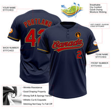 Load image into Gallery viewer, Custom Navy Red-Old Gold Two-Button Unisex Softball Jersey
