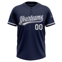 Load image into Gallery viewer, Custom Navy White-Gray Two-Button Unisex Softball Jersey
