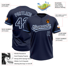 Load image into Gallery viewer, Custom Navy Navy-Light Blue Two-Button Unisex Softball Jersey
