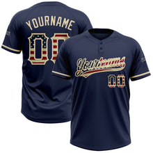 Load image into Gallery viewer, Custom Navy Vintage USA Flag-City Cream Two-Button Unisex Softball Jersey
