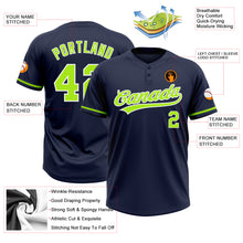 Charger l&#39;image dans la galerie, Custom Navy Neon Green-White Two-Button Unisex Softball Jersey
