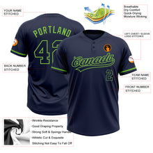 Load image into Gallery viewer, Custom Navy Navy-Neon Green Two-Button Unisex Softball Jersey
