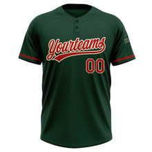 Load image into Gallery viewer, Custom Green Red-Cream Two-Button Unisex Softball Jersey
