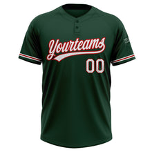 Load image into Gallery viewer, Custom Green White-Red Two-Button Unisex Softball Jersey
