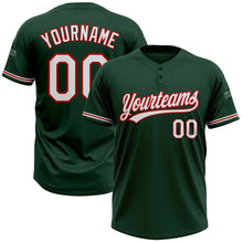 Load image into Gallery viewer, Custom Green White-Red Two-Button Unisex Softball Jersey
