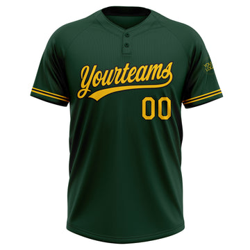 Custom Green Yellow-Black Two-Button Unisex Softball Jersey