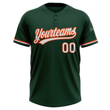 Laden Sie das Bild in den Galerie-Viewer, Custom Green White-Orange Two-Button Unisex Softball Jersey
