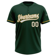 Laden Sie das Bild in den Galerie-Viewer, Custom Green White-Old Gold Two-Button Unisex Softball Jersey
