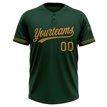 Load image into Gallery viewer, Custom Green Old Gold-Black Two-Button Unisex Softball Jersey
