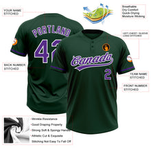 Load image into Gallery viewer, Custom Green Purple-White Two-Button Unisex Softball Jersey
