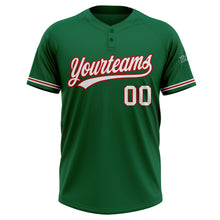 Load image into Gallery viewer, Custom Kelly Green White-Red Two-Button Unisex Softball Jersey
