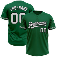 Load image into Gallery viewer, Custom Kelly Green White-Black Two-Button Unisex Softball Jersey

