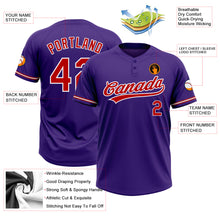 Laden Sie das Bild in den Galerie-Viewer, Custom Purple Red-White Two-Button Unisex Softball Jersey
