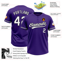 Laden Sie das Bild in den Galerie-Viewer, Custom Purple White-Black Two-Button Unisex Softball Jersey
