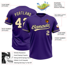 Laden Sie das Bild in den Galerie-Viewer, Custom Purple City Cream-Black Two-Button Unisex Softball Jersey

