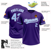 Laden Sie das Bild in den Galerie-Viewer, Custom Purple Light Blue-White Two-Button Unisex Softball Jersey
