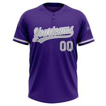 Laden Sie das Bild in den Galerie-Viewer, Custom Purple Gray-White Two-Button Unisex Softball Jersey
