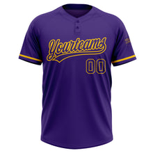Laden Sie das Bild in den Galerie-Viewer, Custom Purple Purple-Yellow Two-Button Unisex Softball Jersey
