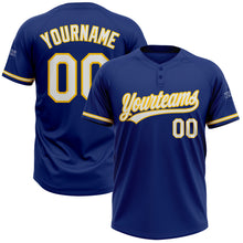 Charger l&#39;image dans la galerie, Custom Royal White-Yellow Two-Button Unisex Softball Jersey
