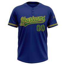 Charger l&#39;image dans la galerie, Custom Royal Kelly Green-Yellow Two-Button Unisex Softball Jersey
