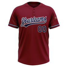 Load image into Gallery viewer, Custom Crimson Navy-White Two-Button Unisex Softball Jersey
