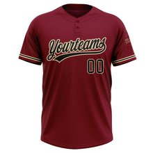 Laden Sie das Bild in den Galerie-Viewer, Custom Crimson Black-City Cream Two-Button Unisex Softball Jersey
