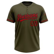 Laden Sie das Bild in den Galerie-Viewer, Custom Olive Red-Black Salute To Service Two-Button Unisex Softball Jersey
