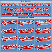 Load image into Gallery viewer, Custom Powder Blue Red-White Two-Button Unisex Softball Jersey
