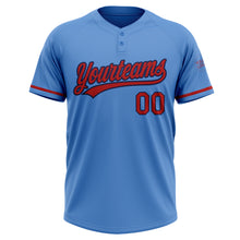 Load image into Gallery viewer, Custom Powder Blue Red-Navy Two-Button Unisex Softball Jersey
