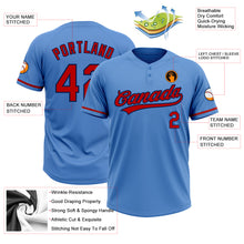 Load image into Gallery viewer, Custom Powder Blue Red-Navy Two-Button Unisex Softball Jersey
