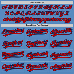 Custom Powder Blue Red-Navy Two-Button Unisex Softball Jersey