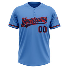 Load image into Gallery viewer, Custom Powder Blue Navy-Red Two-Button Unisex Softball Jersey
