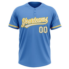 Load image into Gallery viewer, Custom Powder Blue White-Yellow Two-Button Unisex Softball Jersey
