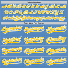 Laden Sie das Bild in den Galerie-Viewer, Custom Powder Blue Yellow-White Two-Button Unisex Softball Jersey
