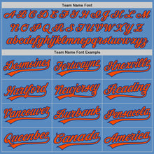 Load image into Gallery viewer, Custom Powder Blue Orange-Royal Two-Button Unisex Softball Jersey
