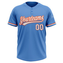 Загрузить изображение в средство просмотра галереи, Custom Powder Blue White-Orange Two-Button Unisex Softball Jersey
