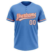 Laden Sie das Bild in den Galerie-Viewer, Custom Powder Blue White-Orange Two-Button Unisex Softball Jersey

