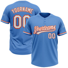 Load image into Gallery viewer, Custom Powder Blue White-Orange Two-Button Unisex Softball Jersey
