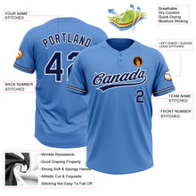 Load image into Gallery viewer, Custom Powder Blue Navy-White Two-Button Unisex Softball Jersey

