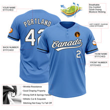 Load image into Gallery viewer, Custom Powder Blue White-Black Two-Button Unisex Softball Jersey
