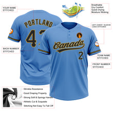 Load image into Gallery viewer, Custom Powder Blue Black-Old Gold Two-Button Unisex Softball Jersey
