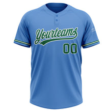 Load image into Gallery viewer, Custom Powder Blue Kelly Green-White Two-Button Unisex Softball Jersey
